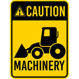 Portrait Round Plus Caution Machinery Wall or Door Sign | Farm/Barn Warning Signage