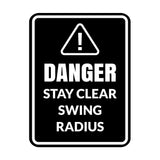 Signs ByLITA Portrait Round Danger Stay Clear Swing Radius Door or Wall Sign Easy Installation | Health And Safety | Building And Danger Signs
