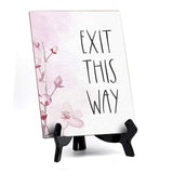 Exit This Way Table Sign with Easel, Floral Vine Design (6 x 8