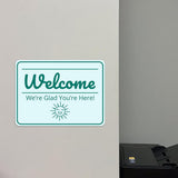 Classic Framed Plus Welcome – We’re Glad You’re Here! Door or Wall Sign | Medical Facility Greeting & Reception