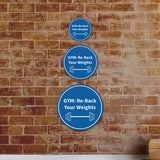 Signs ByLITA Circle GYM: Re-Rack Your Weights Wall or Door Sign