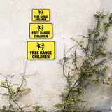 Classic Framed Plus Free Range Children Wall or Door Sign | Novelty Safety Sign