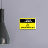 Classic Framed Plus Peligro Eléctrico Manténgase Alejado Door or Wall Sign | Business Warning Signage