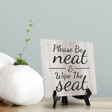 Signs ByLITA Please Be Neat & Wipe The Seat, Wood Color, Square Table Sign (5" x 5”)