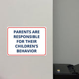 Classic Framed Plus Parents Are Responsible For Their Children’s Behavior Door or Wall Sign | Child Safety Business Signs