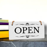 Open 5" x 10" Hanging Wall or Door Sign | Rustic Twine | Stylish Business or Office Signage