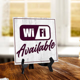Wi-Fi Available 5"x 5" Square Table Sign With Acrylic Easel | Restaurant & Cafe Decor