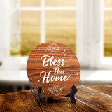 Bless This Home Circle Table Sign with Acrylic Stand (5x5") | Religious Home Decor