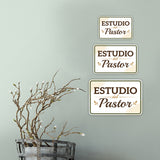 Classic Framed Plus Estudio del Pastor — Pastor's Study Door or Wall Sign | Spanish - Church Room & Area Signs