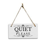 Quiet Please 5" x 10" Hanging Wall or Door Sign | Rustic Twine | Stylish Business or Office Signage