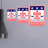 Portrait Round Plus In God We Trust Door or Wall Sign | Easy Installation | Patriotic Stars and Stripes USA Pride Sign