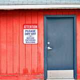Portrait Round Plus Attention Please Dry Off Before Entering Building Wall or Door Sign | Indoor Gym Signage