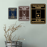 Signs ByLITA Portrait Round Thaw Frozen Foods In The Refrigerator Door or Wall Sign Durable ABS Plastic | Laser Engraved | Easy Installation | Kitchen | Hygiene