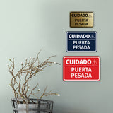 Signs ByLITA Classic Framed Cuidado Puerta Pesada Door or Wall Sign Easy Installation | Health And Safety | Building And Hospitality