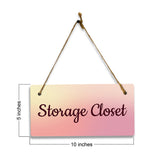 Storage Closet 5x10 Hanging Plus Wall or Door Sign | Rustic Twine | Range of Vibrant Decor Styles | Room Signs For Home and Business