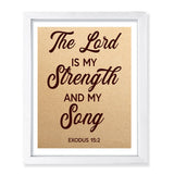 Designs ByLITA The Lord Is My Strength And My Song Exodus 15:2, Wall Print Art | Religious Home Decor (Unframed or Framed)