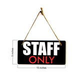 Staff Only 5x10 Hanging Plus Wall or Door Sign | Rustic Twine | Employees Only Business Signage