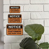 Classic Framed Plus Notice Employees Only Customers Use Front Door Wall or Door Sign | Health And Safety Office Signage