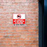 Square Plus No Camiones de Entrega A Partir De Este Punto Wall or Door Sign | Spanish | Health & Safety Warehouse Business Signage