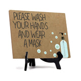 Signs ByLITA Please Wash Your Hands And Wear A Mask, Hygiene Table Sign, 6" x 8"