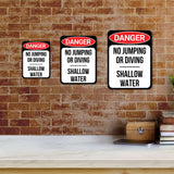 Portrait Round Plus Danger No Jumping Or Diving Shallow Water Wall or Door Sign | Indoor Gym & Pool Signage