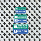 Classic Framed Plus Water Mains Shut Off Valve Keep Clear Wall or Door Sign | Health & Safety Warning Signage