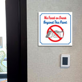 Square Plus No Food or Drink Beyond This Point Door or Wall Sign | Workplace Cleaning Signage