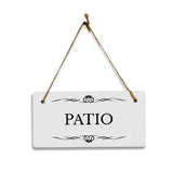 Patio 5x10 Hanging Plus Wall or Door Sign | Rustic Twine | Range of Vibrant Decor Styles | Room Signs For Home and Business