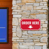 Notched Standard 'Order Here' Wall or Door Sign | Customer Interaction Sign