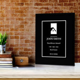 Real Estate Theme Customizable Black Frame Award Plaque | Easel Mount Option | Recognition of Achievement and Service Personalizable Plaques