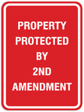 Signs ByLITA Portrait Round Property Protected By 2nd Amendment Sign - Laser-Engraved Lettering | Durable ABS Plastic | Vibrant Colors | Powerful Foam Tape