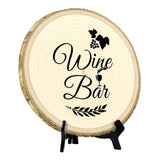 Hospitality & Fun Rustic Wood Discs – Natural Bark-Edge with a Sleek Black Acrylic Easel - For Counters, Doors & Walls