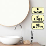 Notched Standard Wash Rinse Sanitize (Set of 3) Wall or Door Sign | Warning/Safety/Reception 3 pcs