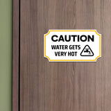 Notched Standard Caution Water Gets Very Hot Wall or Door Sign | Safety & Caution