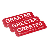 Greeter Welcome To Our Church 1 x 3" Name Tag (3 Pack)