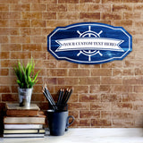 Victorian Custom plus Boat (Catalina Blue Wood) Door or Wall Sign | Easy Installation | Family & Business Signage