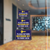 Classic Framed Plus Please Return Restroom Key To Front Desk Wall or Door Sign | Friendly Public Bathroom Signage
