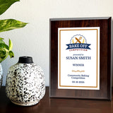 Bake Off Competition Customizable Award Plaque | Easel Mount Option | Achievement and Recognition Personalizable Plaques