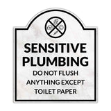 Sensitive Plumbing Do Not Flush Anything Except Toilet Paper' Headstone ? Wall/Door Restroom & Hygiene Sign