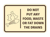 Signs ByLITA Classic Framed Do Not Put Any Food, Waste or Fat Down The Drains Door or Wall Sign Easy Installation | Health And Safety | Building And Hospitality Signs