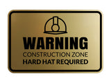 Signs ByLITA Classic Framed Warning: Construction Zone - Hard Hat Required Door or Wall Sign Easy Installation | Health And Safety | Building And Warning Signs
