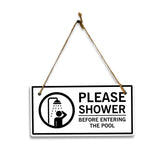 Please Shower Before Entering the Pool' Pool Signs - 5 x 10" Hanging Signs