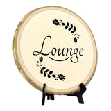 Hospitality & Fun Rustic Wood Discs – Natural Bark-Edge with a Sleek Black Acrylic Easel - For Counters, Doors & Walls