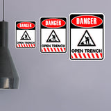 Portrait Round Plus Danger Open Trench Wall or Door Sign | Health And Safety Signage
