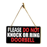 Please Do Not Knock Or Ring Doorbell 5x10 Hanging Plus Wall or Door Sign | Rustic Twine | Home and Business Signage