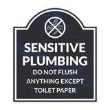 Sensitive Plumbing Do Not Flush Anything Except Toilet Paper' Headstone ? Wall/Door Restroom & Hygiene Sign