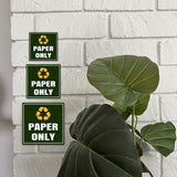 Square Plus Paper Only Wall or Door Sign | Eco-Friendly Recycling