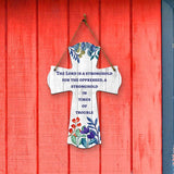 The Lord is a stronghold for the oppressed, a stronghold in times of trouble Cross Hanging Sign | Rustic Twine | Inspiring Religious Bible Decor
