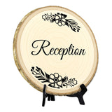 Hospitality & Fun Rustic Wood Discs – Natural Bark-Edge with a Sleek Black Acrylic Easel - For Counters, Doors & Walls