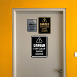 Signs ByLITA Portrait Round Danger Stay Clear Swing Radius Door or Wall Sign Easy Installation | Health And Safety | Building And Danger Signs